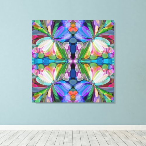 Dragonfly Wildflower Garden Abstract Floral Canvas Print
