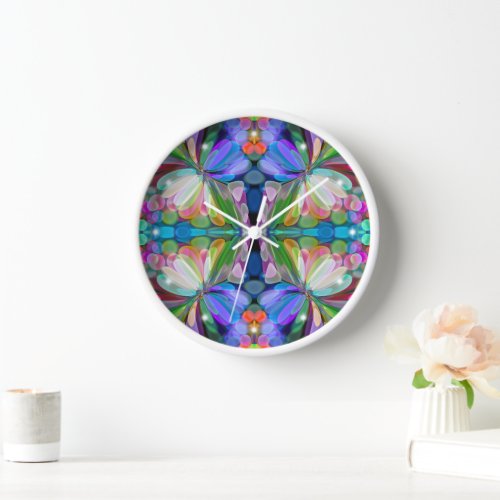 Dragonfly Wildflower Garden Abstract Floral Clock