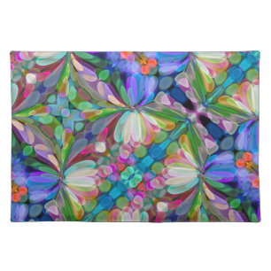 Dragonfly Wildflower Garden Abstract Floral Cloth Placemat