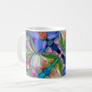 Dragonfly Wildflower Garden Abstract Floral Coffee Mug