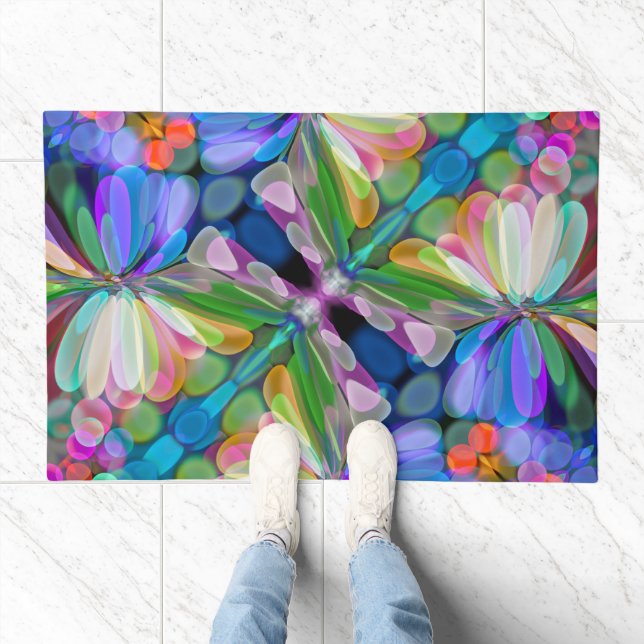 Dragonfly Wildflower Garden Abstract Floral Doormat (Indoor)