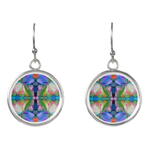 Dragonfly Wildflower Garden Abstract Floral Earrings