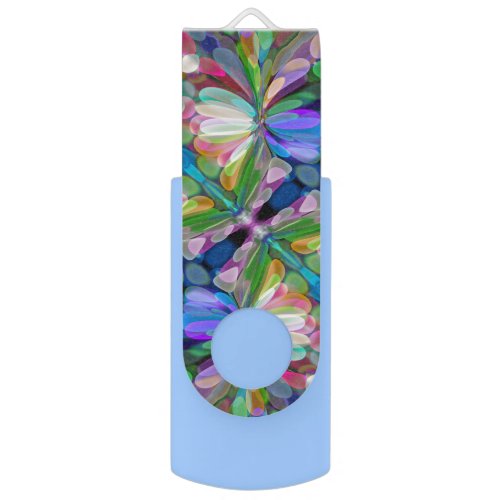 Dragonfly Wildflower Garden Abstract Floral Flash Drive