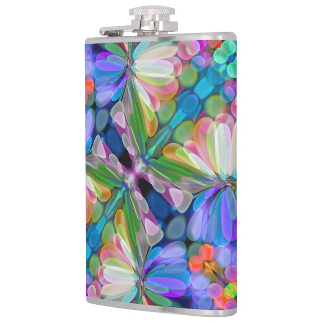 Dragonfly Wildflower Garden Abstract Floral Flask (Left)