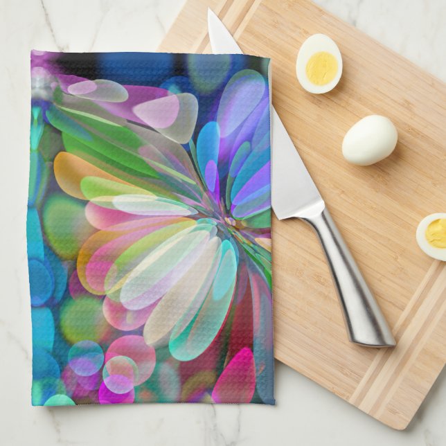 Dragonfly Wildflower Garden Abstract Floral Kitchen Towel (Quarter Fold)