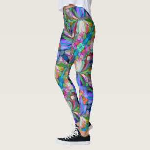 Dragonfly Wildflower Garden Abstract Floral Leggings
