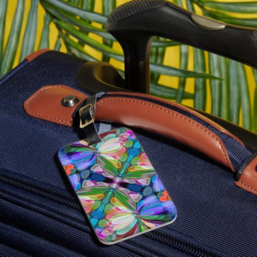 Dragonfly Wildflower Garden Abstract Floral Luggage Tag