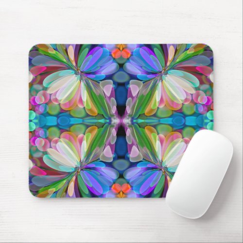 Dragonfly Wildflower Garden Abstract Floral Mouse Pad