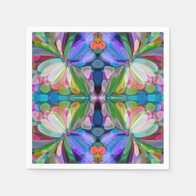 Dragonfly Wildflower Garden Abstract Floral Napkins (Front)