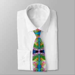 Dragonfly Wildflower Garden Abstract Floral Neck Tie