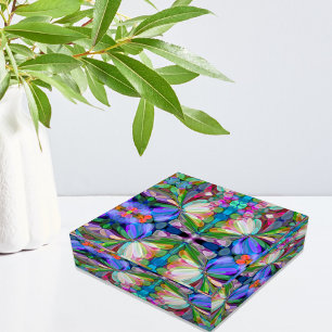 Dragonfly Wildflower Garden Abstract Floral Paperweight