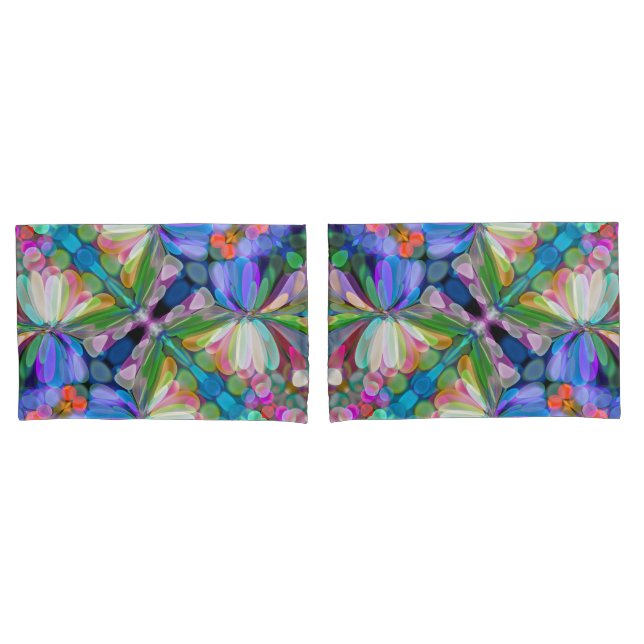 Dragonfly Wildflower Garden Abstract Floral Pillow Case (Front-Set)