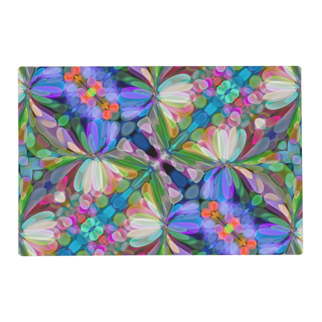 Dragonfly Wildflower Garden Abstract Floral Placemat (Front)