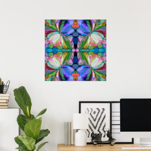 Dragonfly Wildflower Garden Abstract Floral Poster