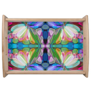Dragonfly Wildflower Garden Abstract Floral Serving Tray