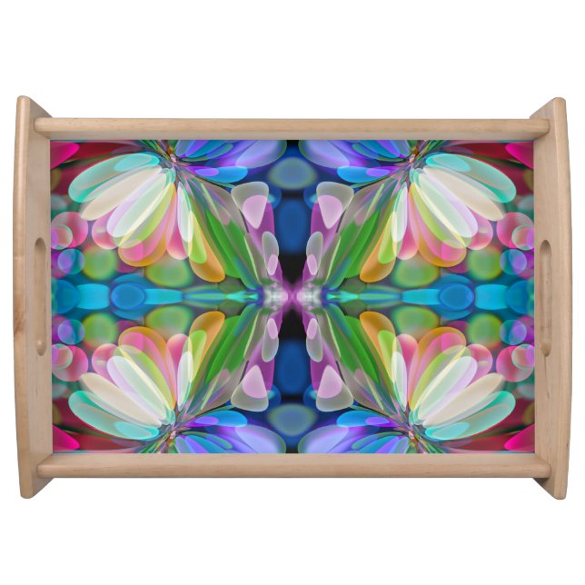 Dragonfly Wildflower Garden Abstract Floral Serving Tray (Front)