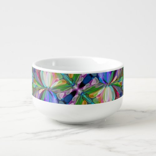 Dragonfly Wildflower Garden Abstract Floral Soup Mug