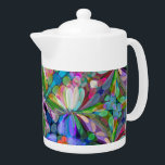 Dragonfly Wildflower Garden Abstract Floral Teapot<br><div class="desc">The lively motion of dragonflies zipping around a wildflower garden is captured on a colorful abstract floral teapot with a kaleidoscope of colors perfect for spring and summer parties. ♡ Idyllfire</div>
