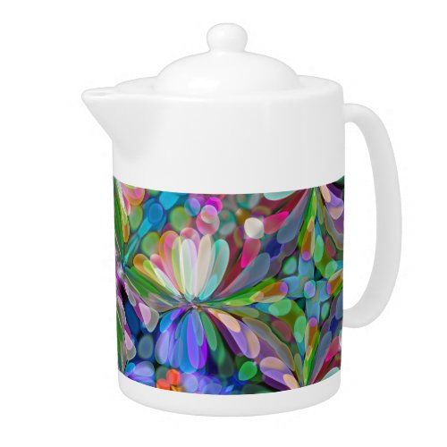 Dragonfly Wildflower Garden Abstract Floral Teapot