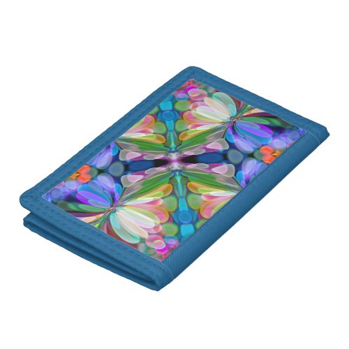 Dragonfly Wildflower Garden Abstract Floral Trifold Wallet