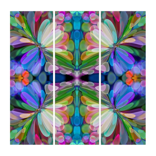 Dragonfly Wildflower Garden Abstract Floral Triptych