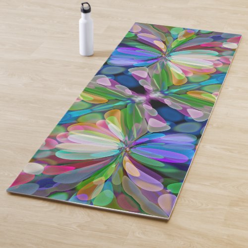 Dragonfly Wildflower Garden Abstract Floral Yoga Mat