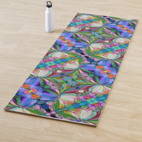 Dragonfly Wildflower Garden Abstract Floral Yoga Mat