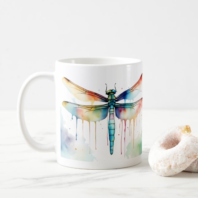 Dragonfly Wildlife & Nature Water Color Set Coffee Mug (With Donut)