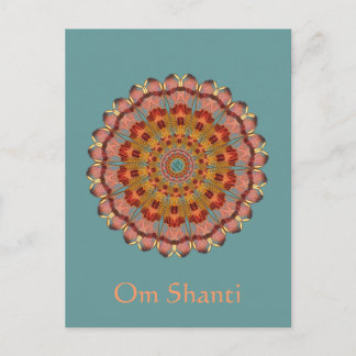 Dragonfly Wing Om Shanti Mandala Postcard