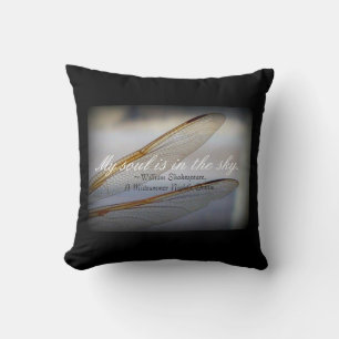 Dragonfly Wings Macro with Shakespeare Quote  Throw Pillow