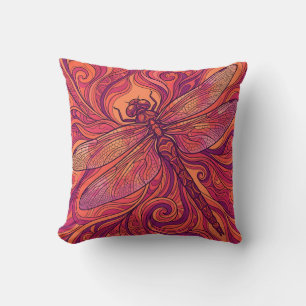 Dragonfly Wings Sunset Throw Pillow