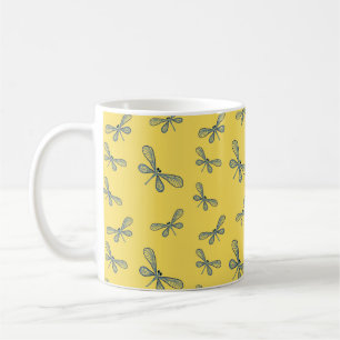 Dragonfly with beautiful yellow background coffee mug