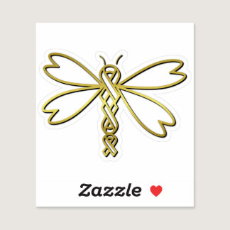 Dragonfly with cancer ribbons sticker