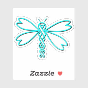 Dragonfly with cancer ribbons sticker