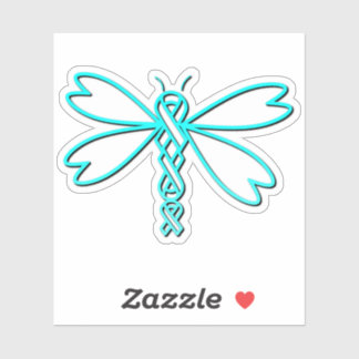 Dragonfly with cancer ribbons sticker