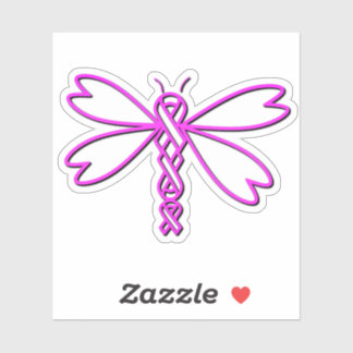 Dragonfly with cancer ribbons sticker
