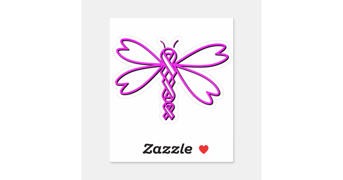 Hippie Dragonfly Pink Ribbon Breast Cancer' Sticker