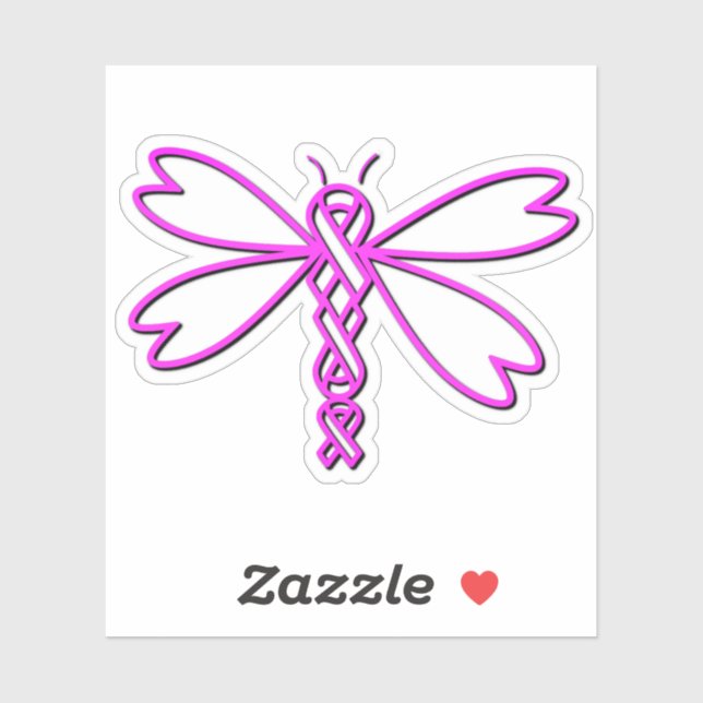 Dragonfly with cancer ribbons sticker (Sheet)