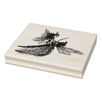 Dragonfly With Fairy Rubber Stamp by Strangeart2015 at Zazzle