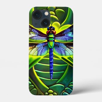 Dragonfly With Green Background Iphone 13 Mini Case by Westsidestore at Zazzle