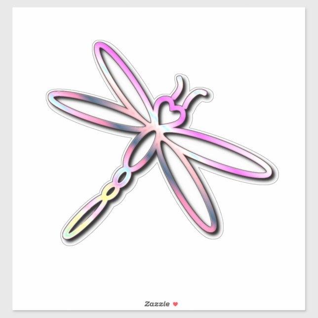 Dragonfly with heart head sticker (Sheet)