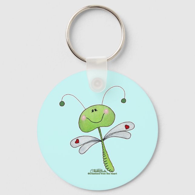 Dragonfly with Hearts Keychain (Front)