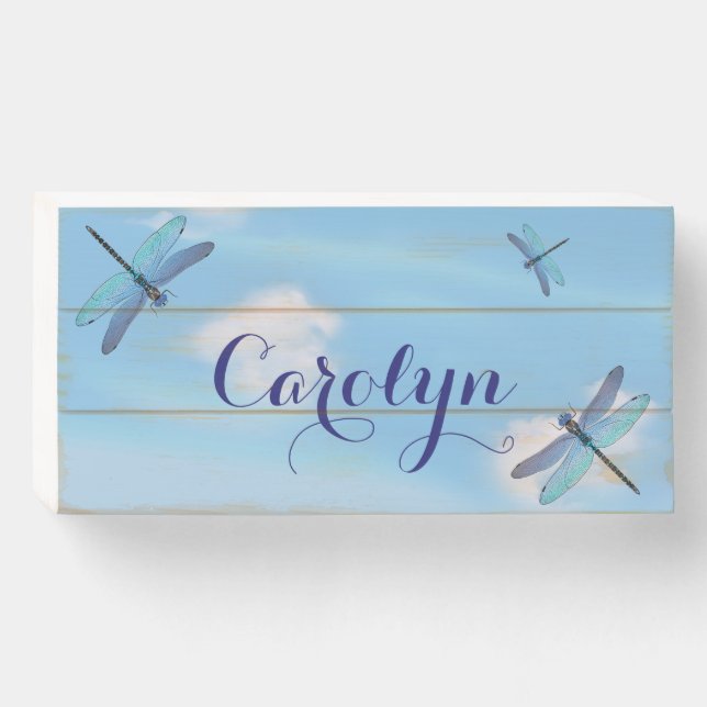Dragonfly Wooden Box Sign for Bedroom (Front Horizontal)