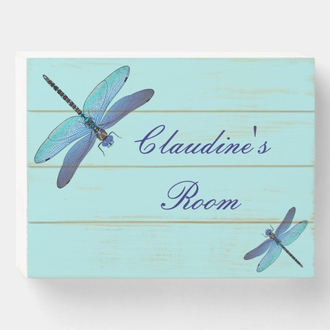 Dragonfly Wooden Box Sign for Bedroom (Front Horizontal)