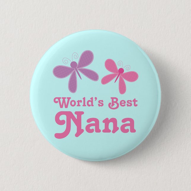 Dragonfly World's Best Nana Gift Button (Front)
