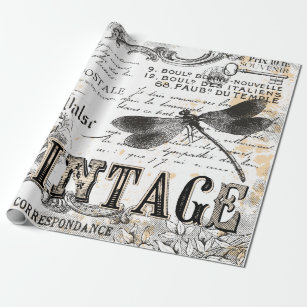 Gift Paper Black Papeterie Chalkboard Dragonfly Postcard Gift Wrap Craft Paper Vintage France Wrapping Paper Sheets READY TO SHIP