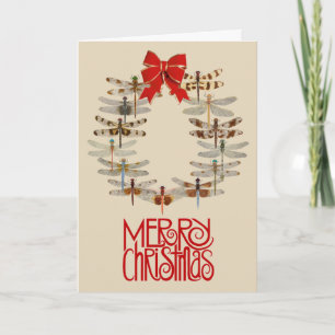 Dragonfly Wreath Christmas Card
