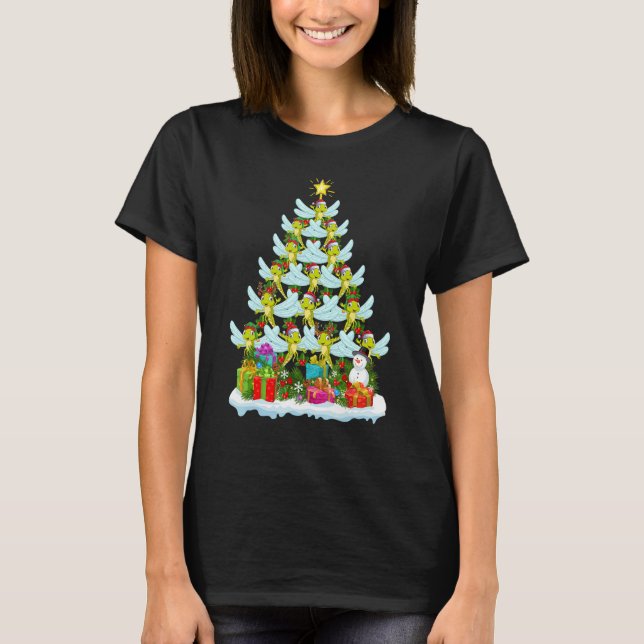 Dragonfly   Xmas Holiday   Dragonfly Christmas Tre T-Shirt (Front)
