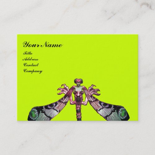 DRAGONFLY  yellow green black pink Business Card