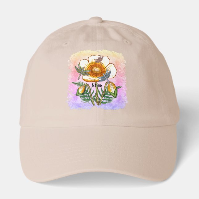 Dragonfly Yellow Poppy Hat (Front)